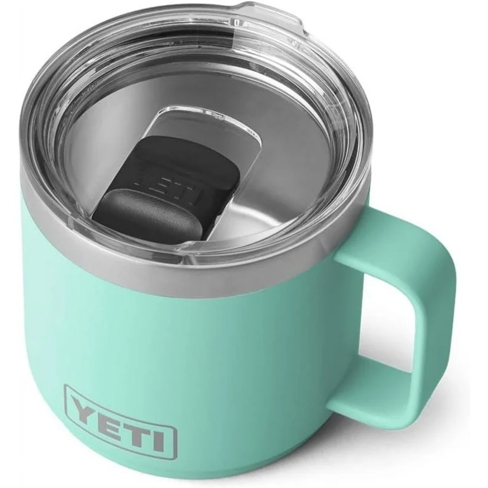 YETI Rambler 14oz Mug, Vacuum Insulated, Stainless Steel with Lid; seafoam green